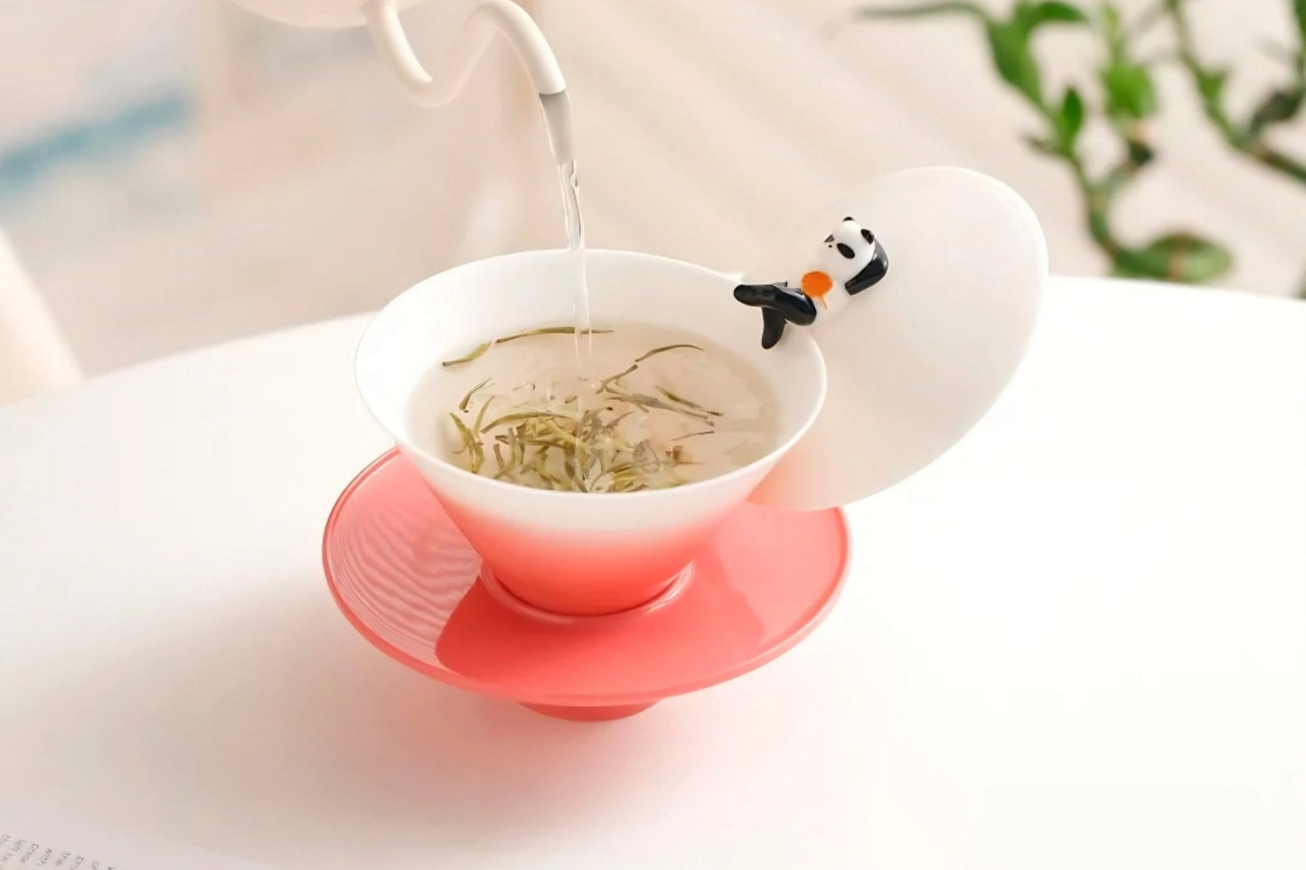 Ombre Panda Tea Cup Set: Ceramic Coffee Mug, Panda Lover Gift