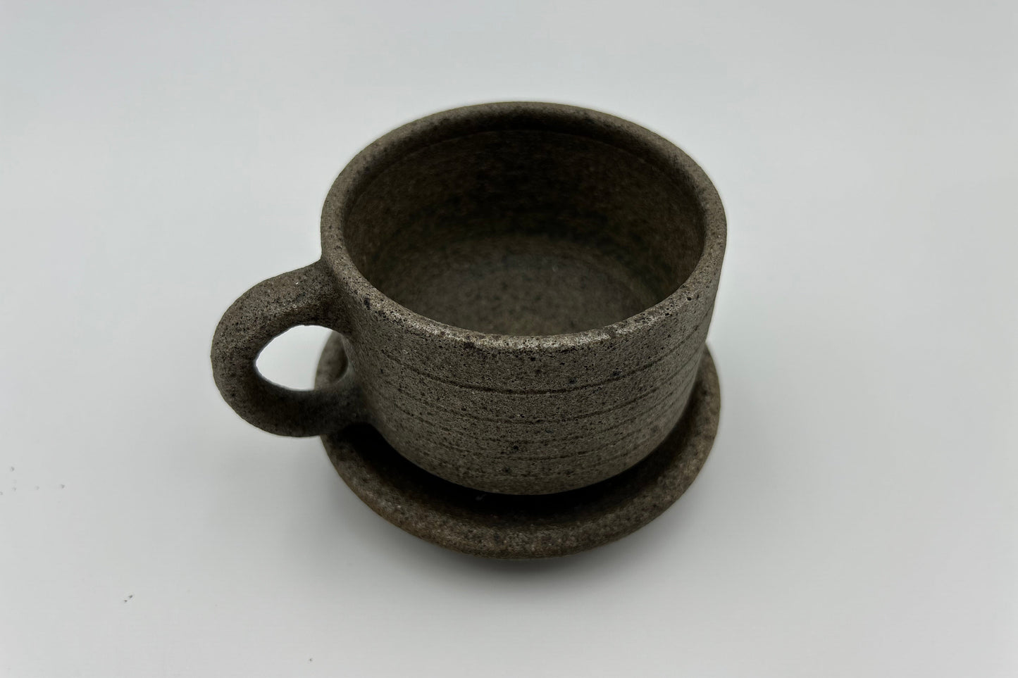 Handcrafted Black Sand Cup: Nature themed Minimalist Unglazed Coffee Cup