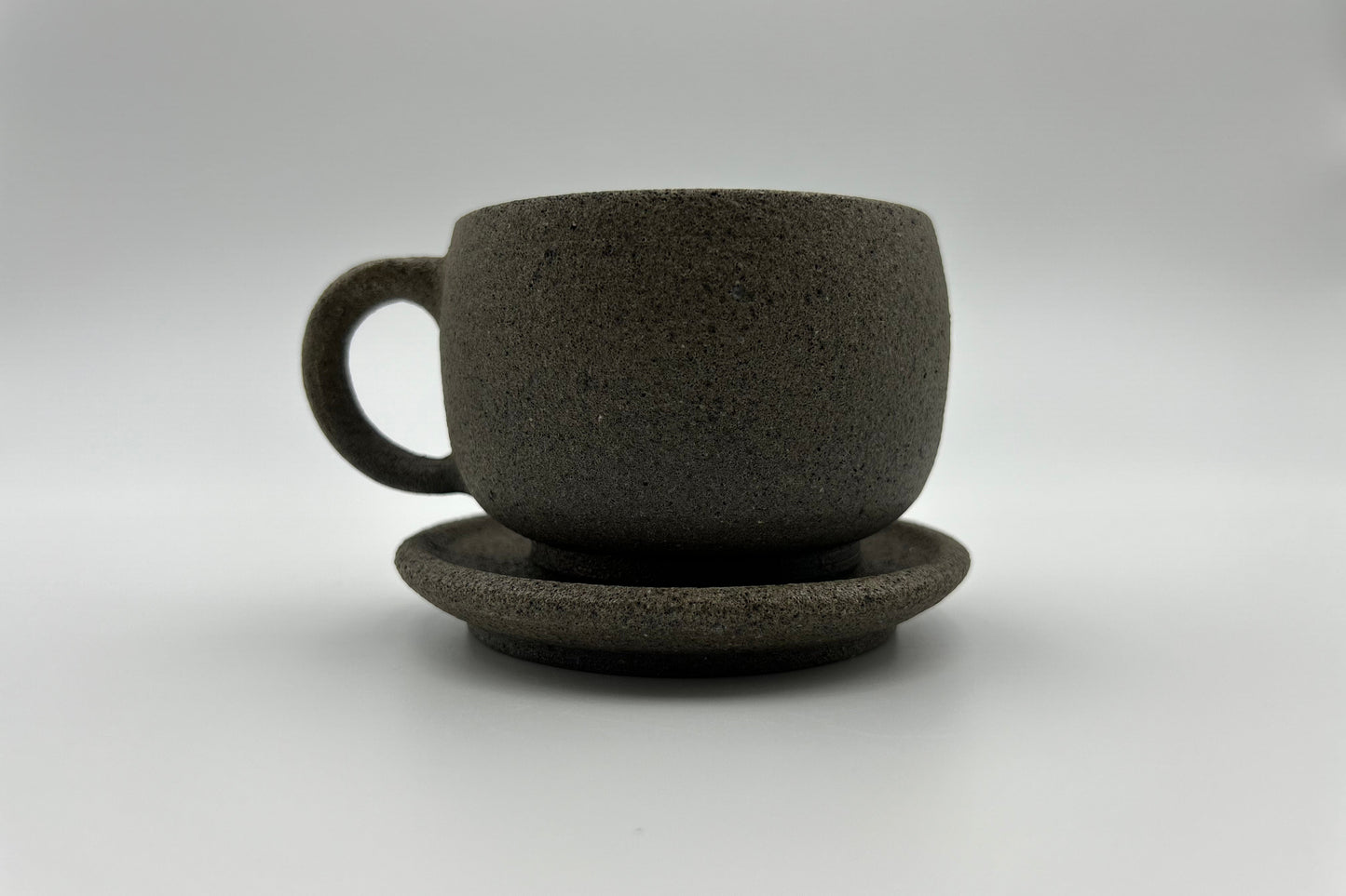 Handcrafted Black Sand Cup: Nature themed Minimalist Unglazed Coffee Cup