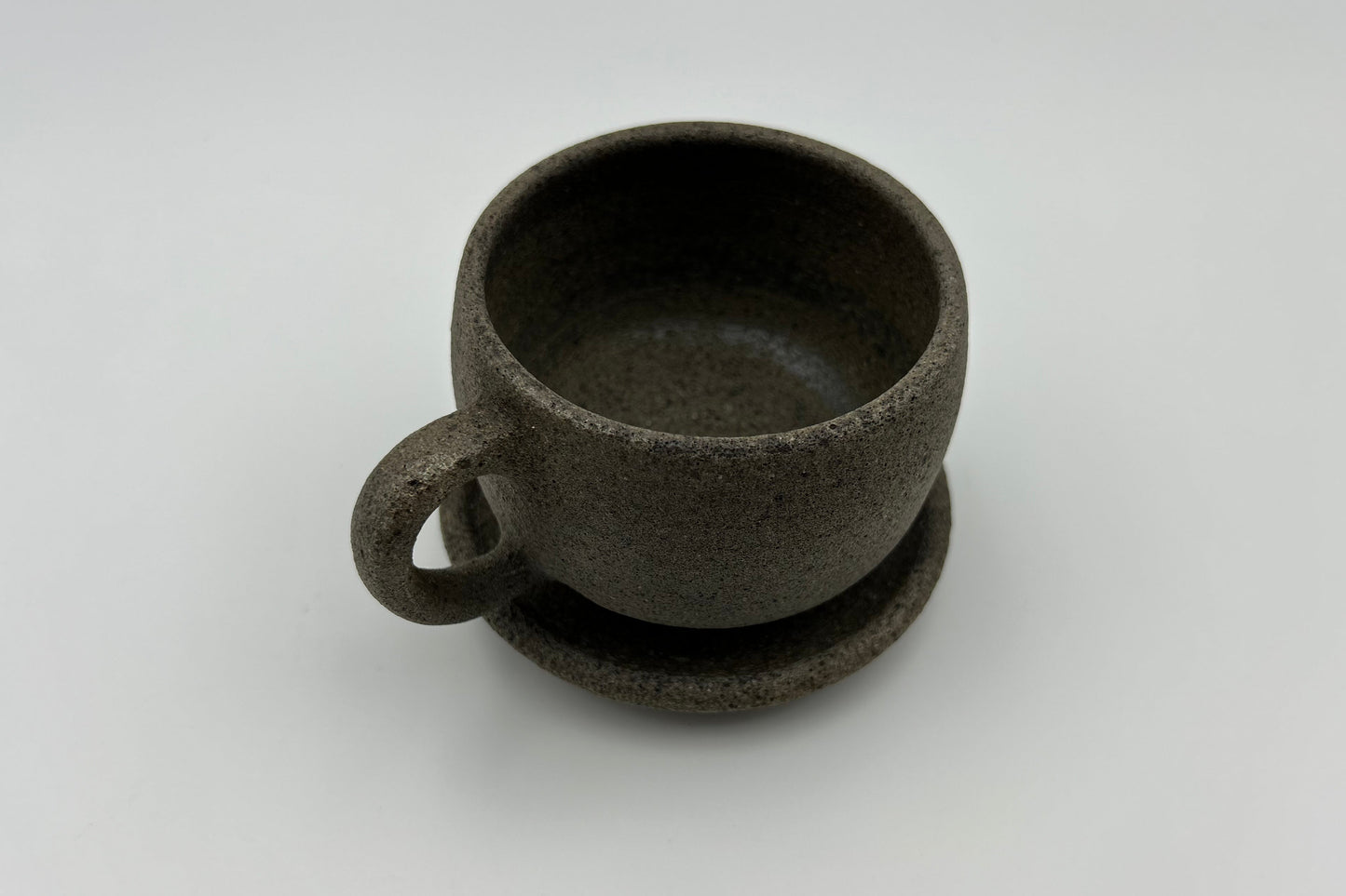 Handcrafted Black Sand Cup: Nature themed Minimalist Unglazed Coffee Cup
